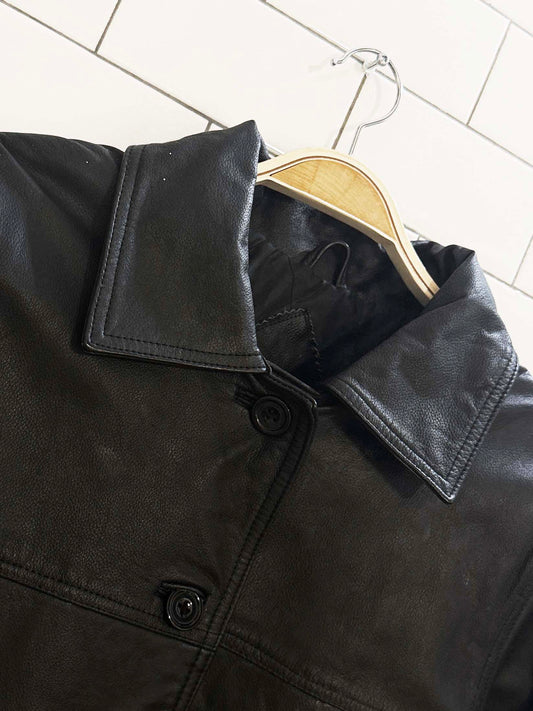 vintage 00s sequence leather full button jacket | quilted lining