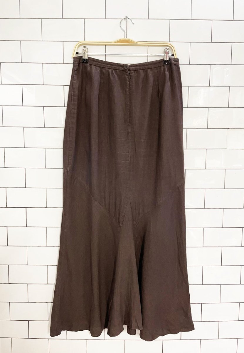 vintage 00s tristan & iseut 100% linen tulip hem maxi skirt - good market thrift store