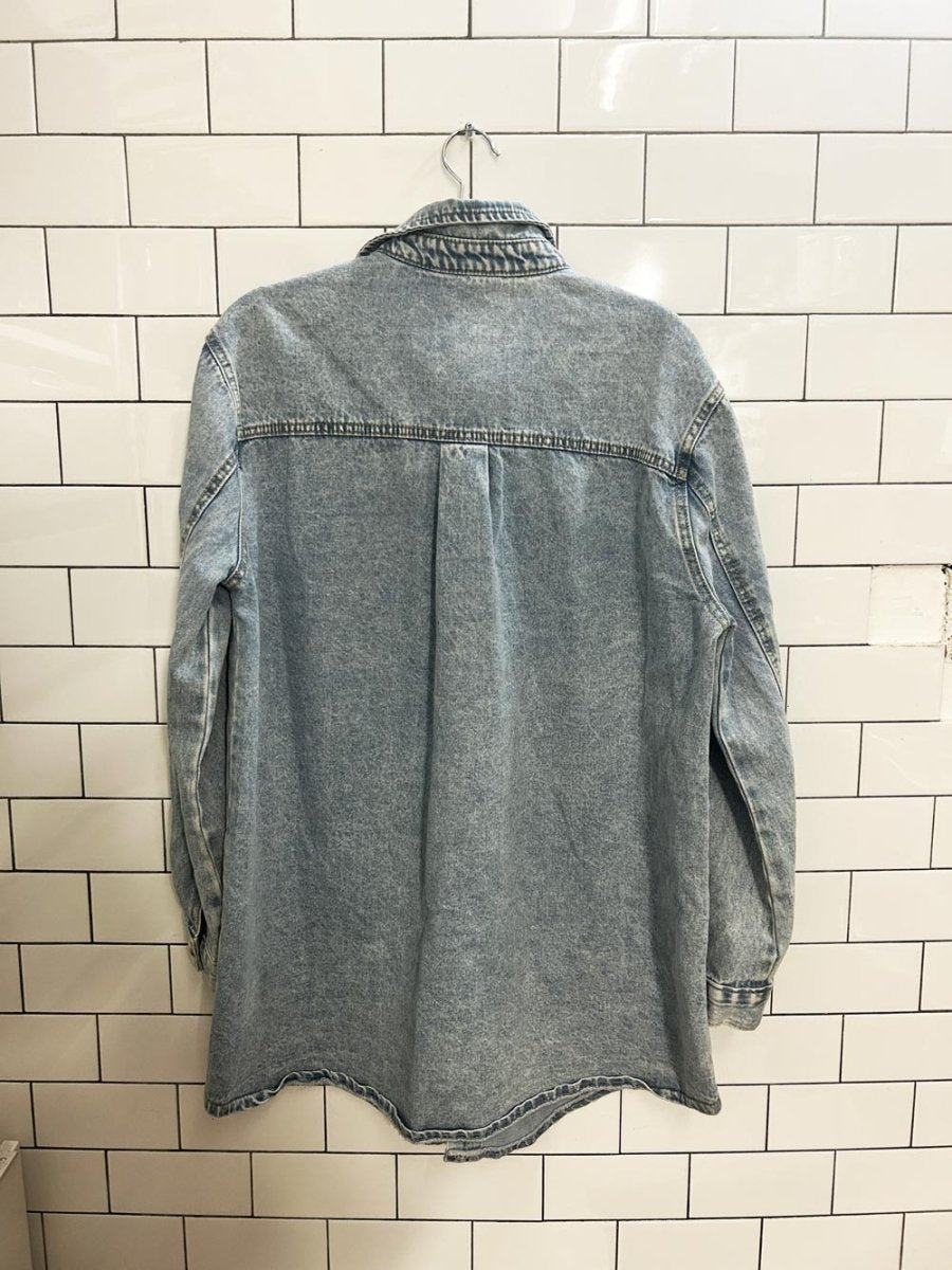 shein light wash jean button down - good market thrift store