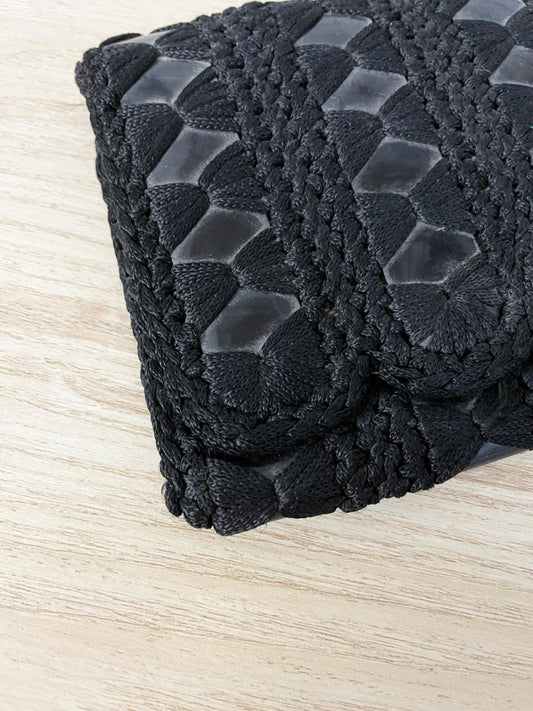 vintage 70s by eva woven crochet clutch | made in Italy - good market thrift store