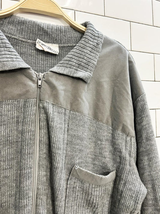 vintage 90s porto bello acrylic knit zip cartigan - good market thrift store