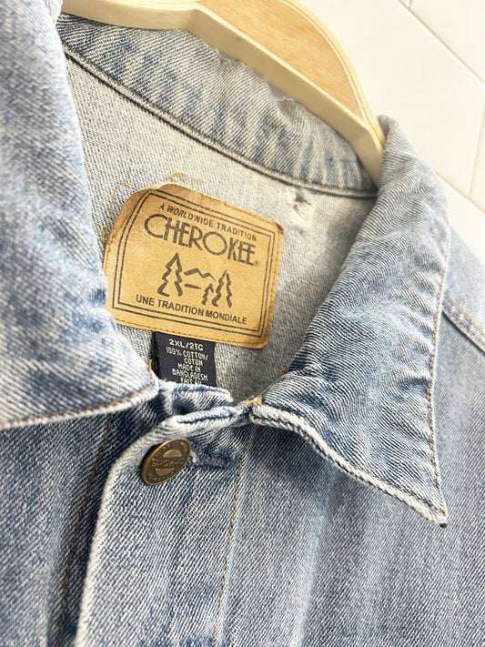 vintage 90s cherokee boxy denim jacket - good market thrift store