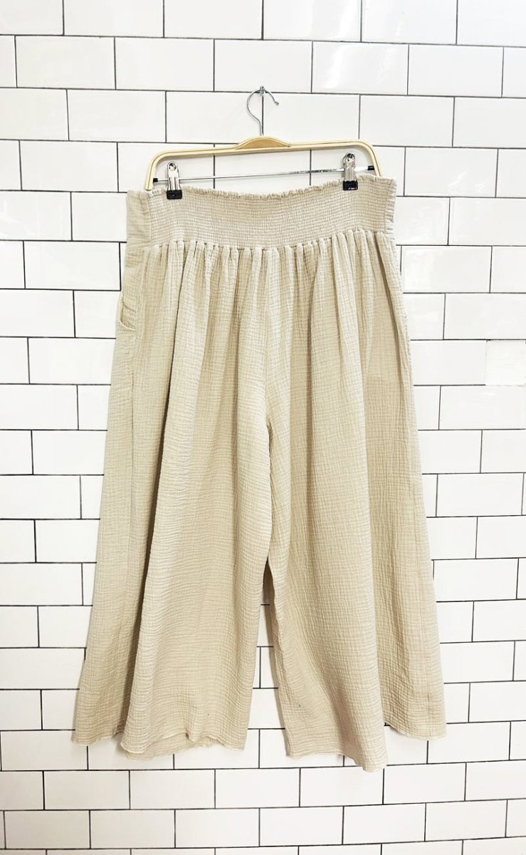 charlie paige gauze cotton wide leg cropped pant | anthropologie - good market thrift store
