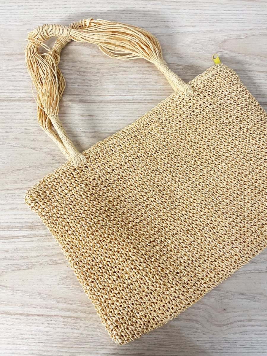 beachy shell flowers straw shoulder bag - good market thrift store