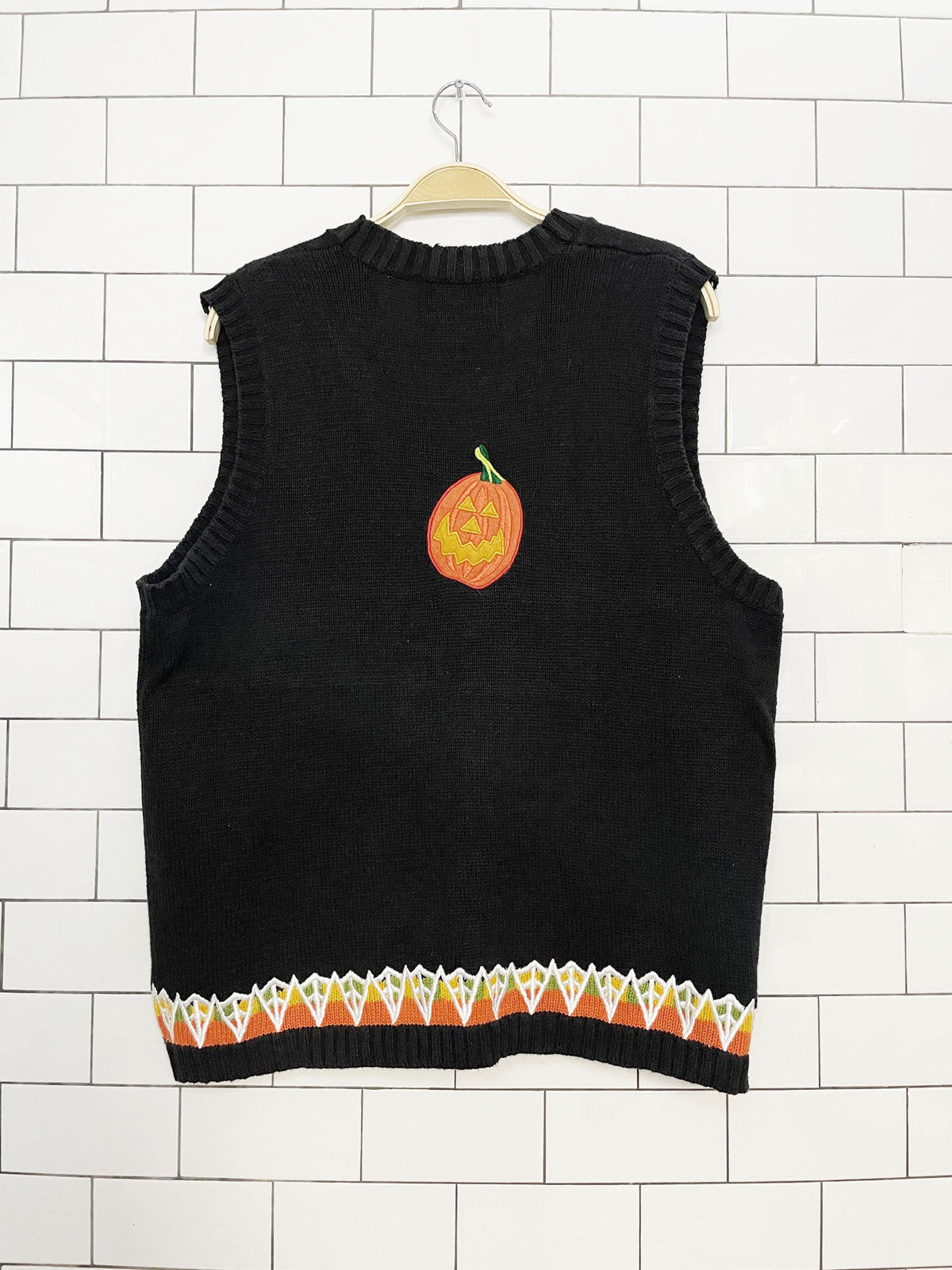 vintage 00s tiara ramie-blend knit happy halloween vest