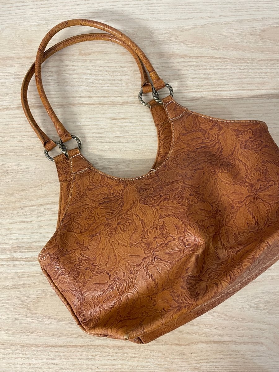 y2k nine west boho tooled leather shoulder bag - good market thrift store