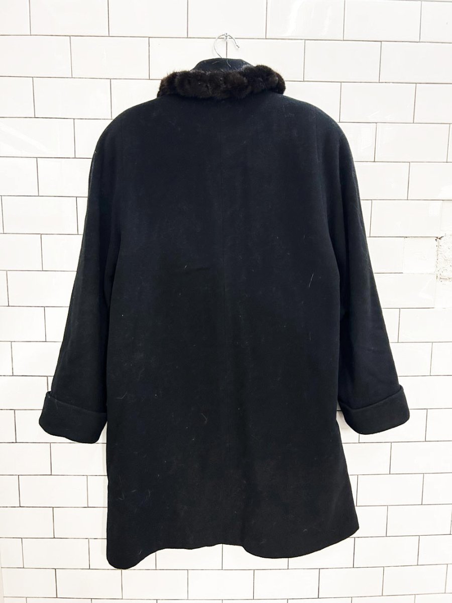 vintage the old mill mink trim wool - cashmere coat - good market thrift store