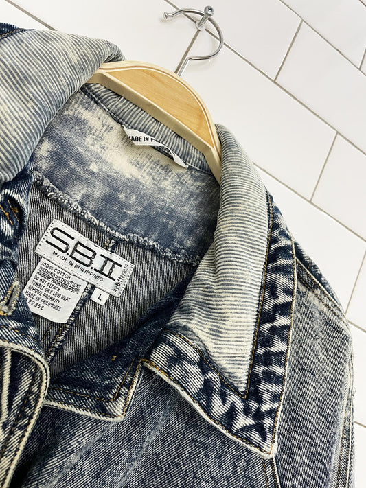 vintage 90s SB II acid wash long denim jacket | bitterman