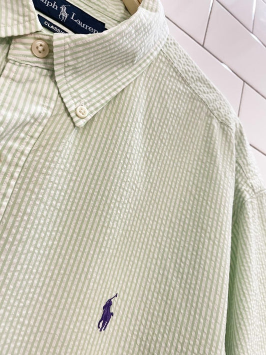 vintage ralph lauren seersucker short sleeve shirt - good market thrift store