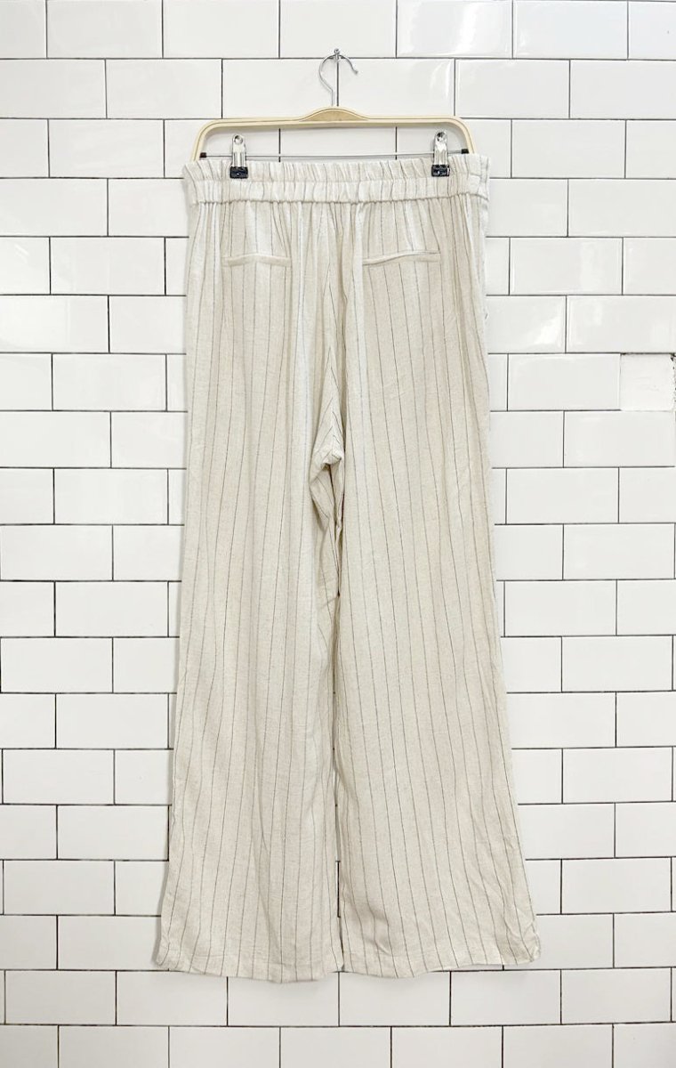 nwt monteau linen - blend wide leg pleated trousers - good market thrift store