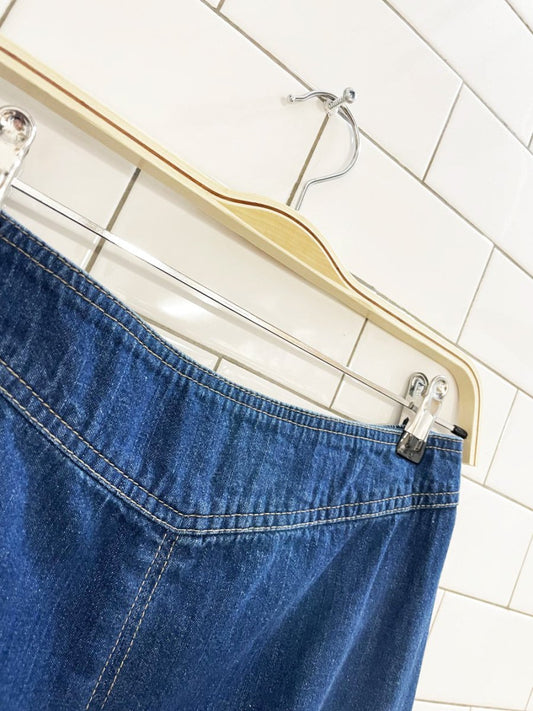 vintage 00s koret basque waist denim midi skirt - good market thrift store