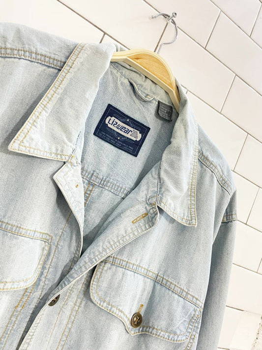 vintage 80s lizwear drawstring denim jacket | liz claiborne - good market thrift store