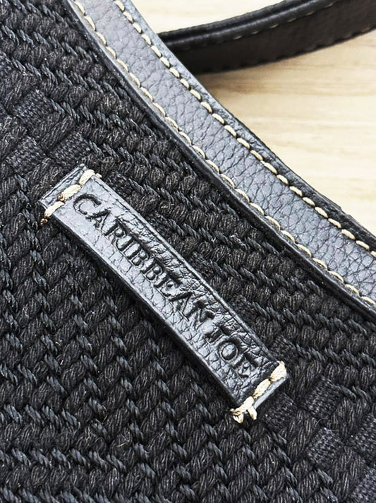 vintage 00s caribbean joe leather strap woven shoulder bag