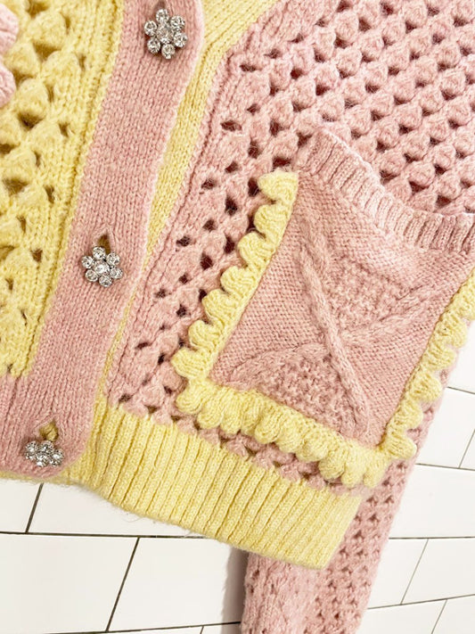 zara wool - blend crochet chunky knit oversized cardigan - good market thrift store