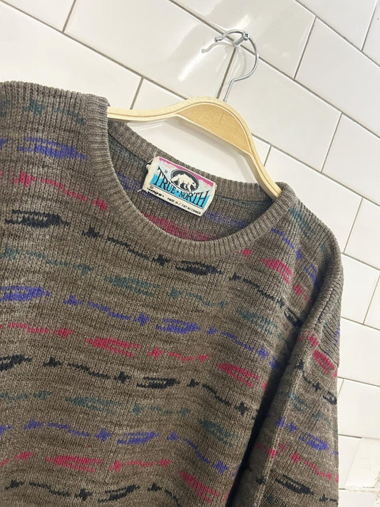 vintage 90s true north knit dad sweater - good market thrift store