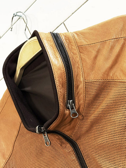 vintage 00s nikolas collection lamb leather reversible full zip jacket