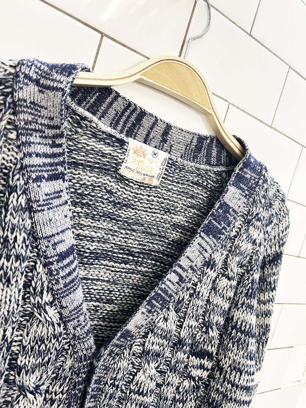 vintage 70s sun valley cable knit cardigan - good market thrift store