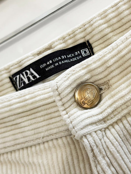 zara chunky cord double knee straight leg pants