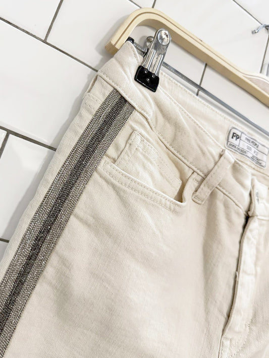 free people beaded side stripe distressed skinny jeans