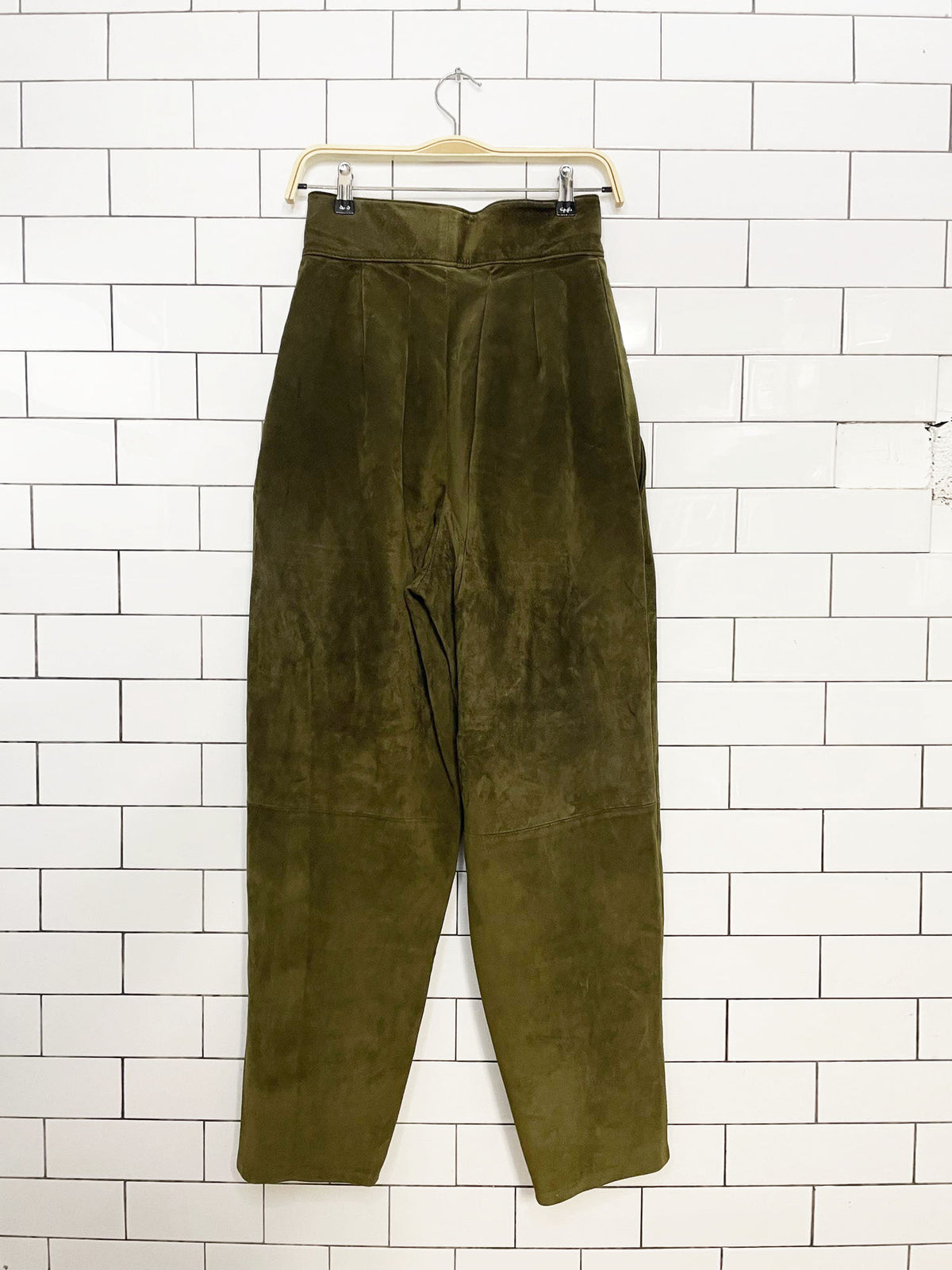 vintage 80s niko leather soft suede pleated belted high rise pants