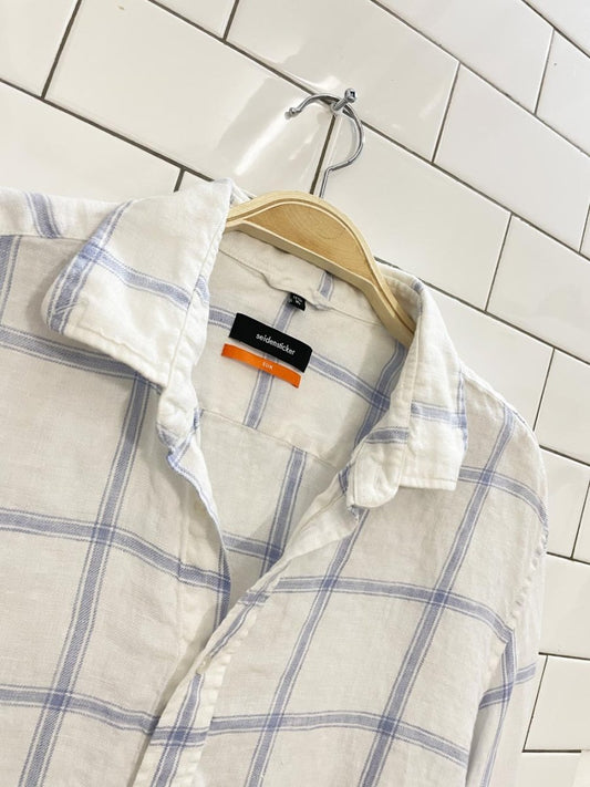seidensticker windowpane linen shirt - good market thrift store