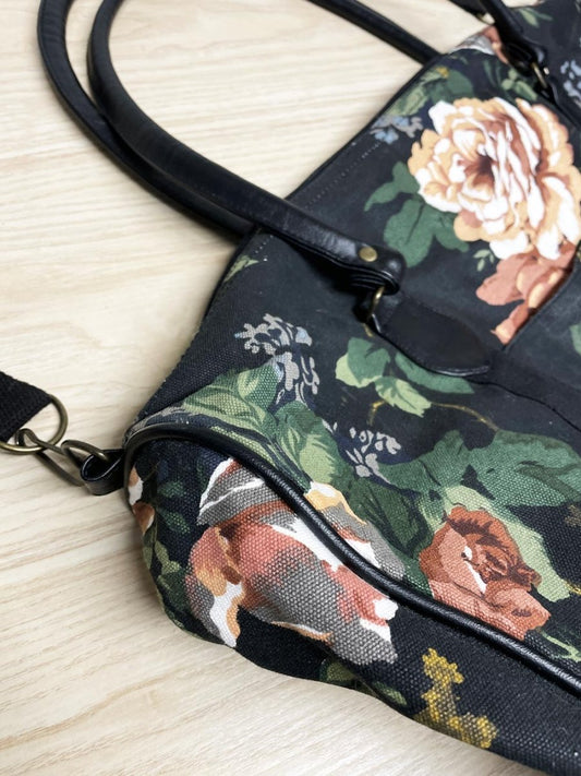 vintage 90s floral canvas travel bag - good market thrift store