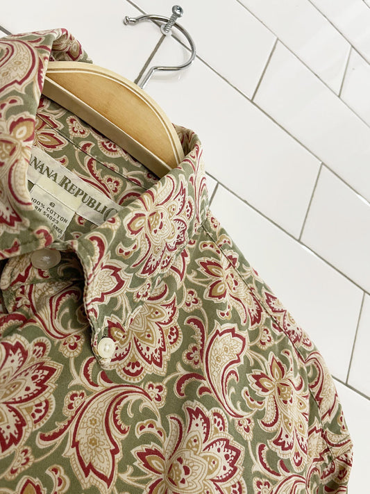 vintage 80s banana republic paisley full button shirt