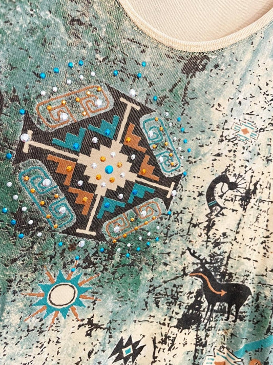 y2k cactus bay native art long sleeve top | made in USA - good market thrift store