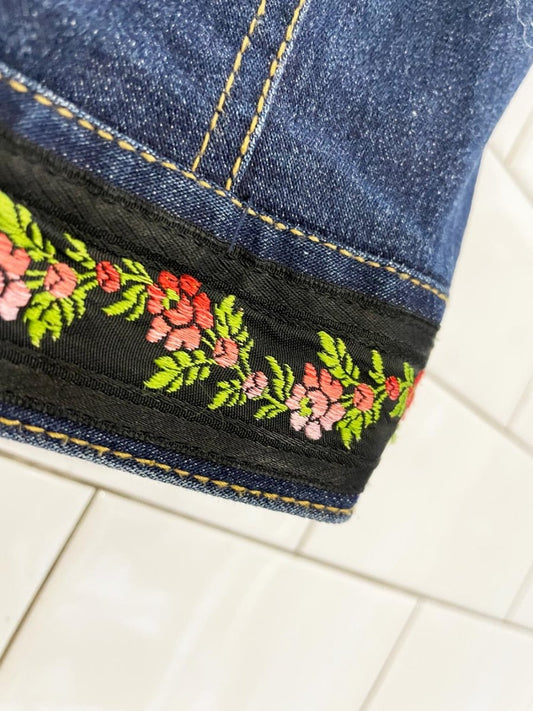 vintage 00s harlow floral trim denim vest - good market thrift store
