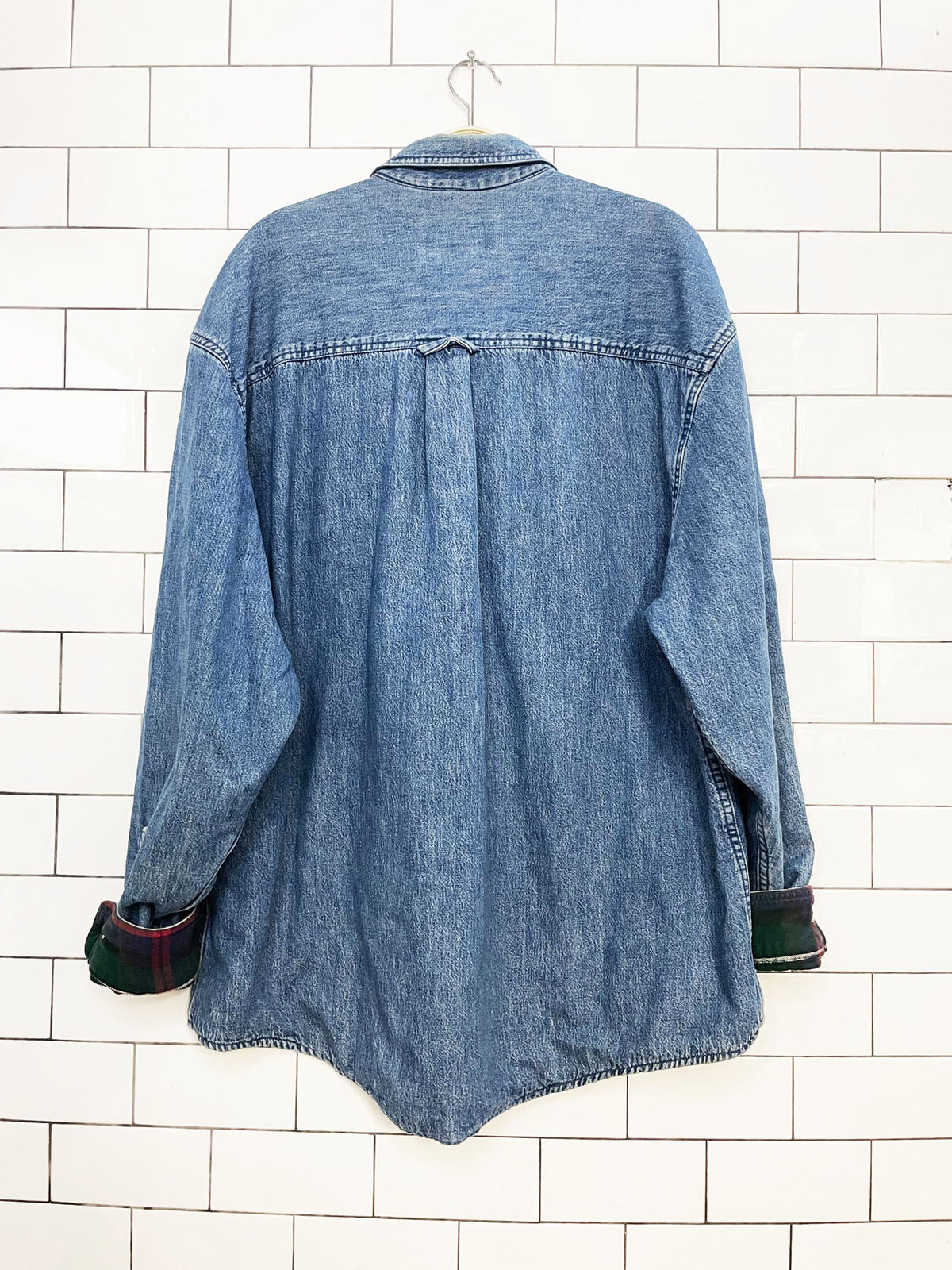 vintage eddie bauer flannel lined soft denim full button shirt | made in USA