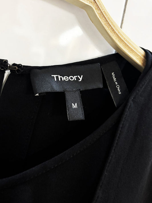 theory 100% silk flutter shoulder sleeveless blouse