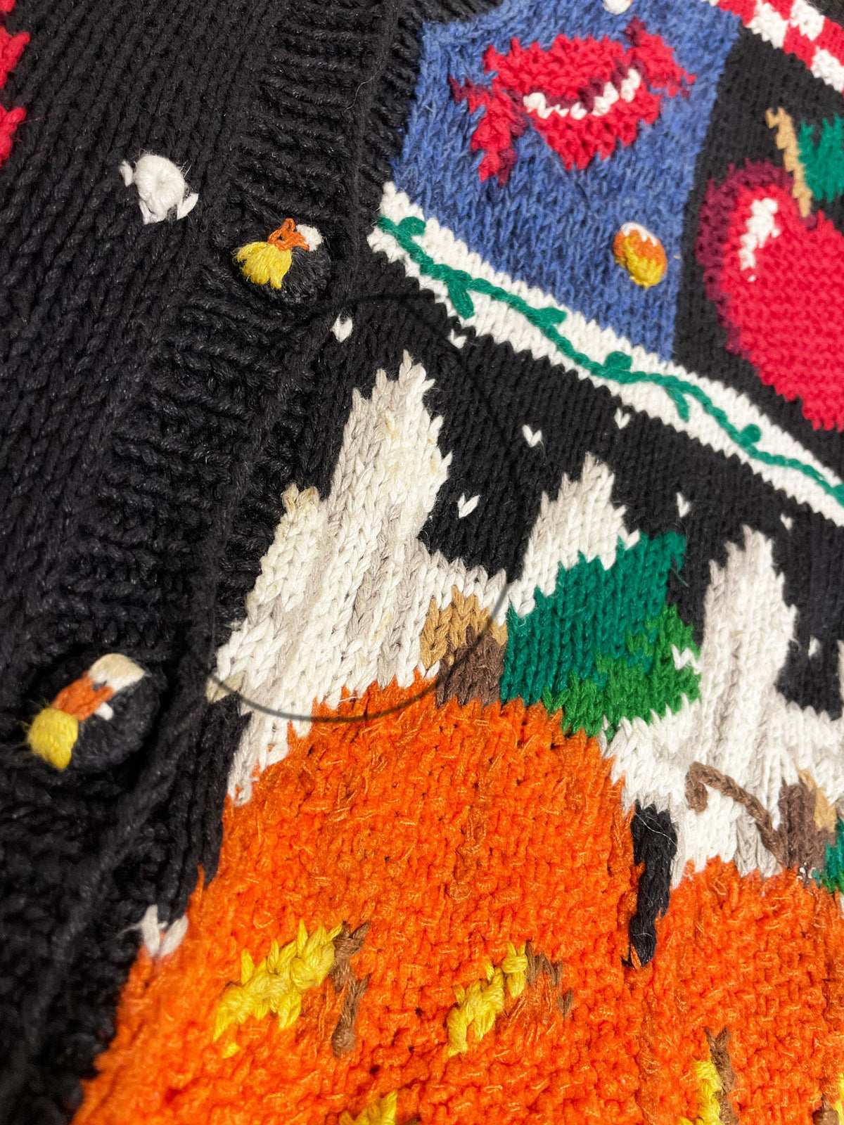 vintage susan bristol ramie-blend knit halloween cardigan sweater