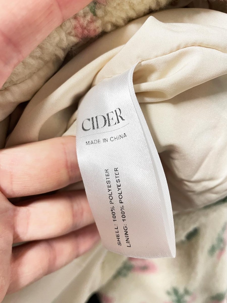 cider 2025 floral sherpa full zip jacket - good market thrift store