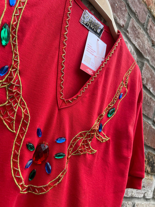 vintage 80s caviar jewelled tee