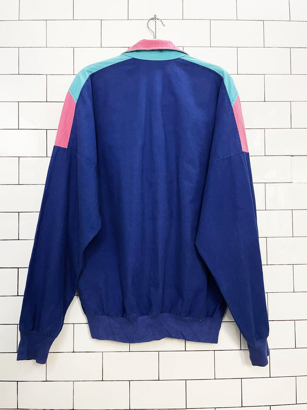 vintage canadian rockies banff 1/2 snap button colour block long sleeve top