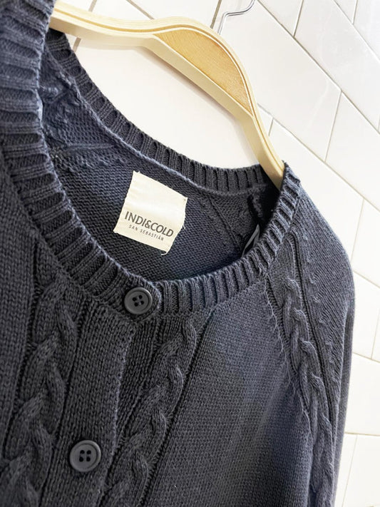 indi and cold 2025 24H cardigan noche | 100% organic cotton - good market thrift store