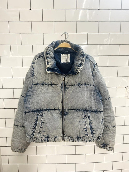 garage acid wash denim puffer coat - good market thrift store