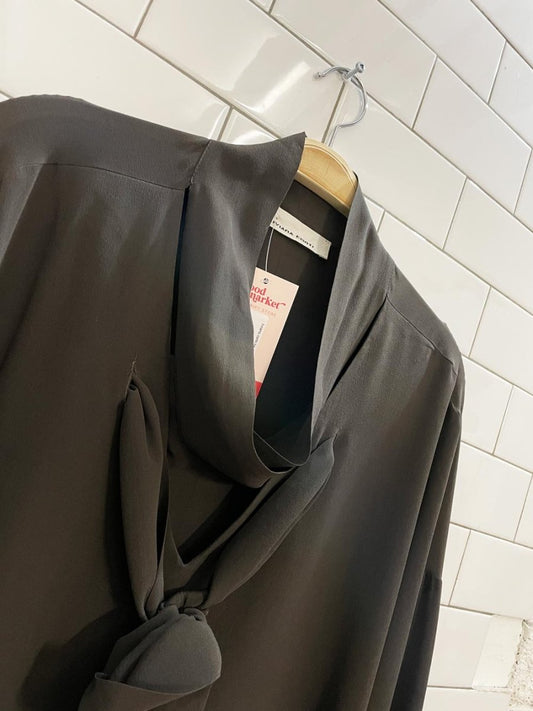 liviana conti tie neck boxy silk blouse - good market thrift store