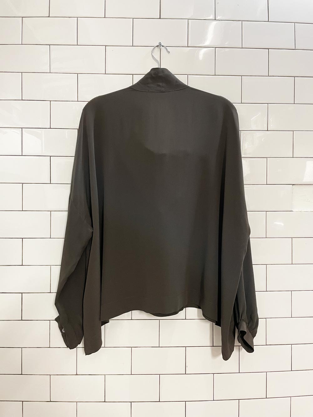 liviana conti tie neck boxy silk blouse - good market thrift store