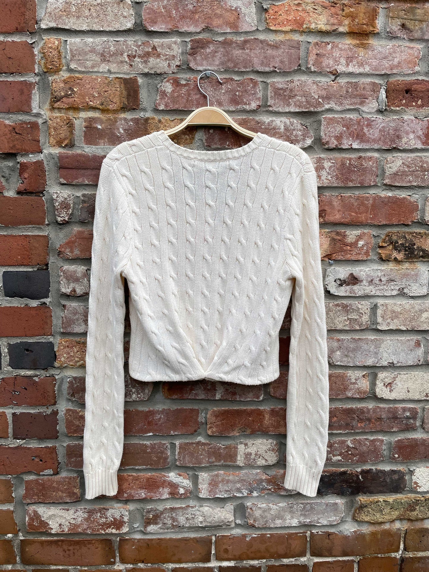 rework x vintage polo RL cable knit crop sweater