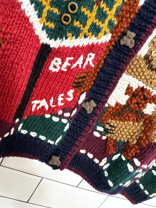vintage deisgn options ramie-blend teddy bears knit vest