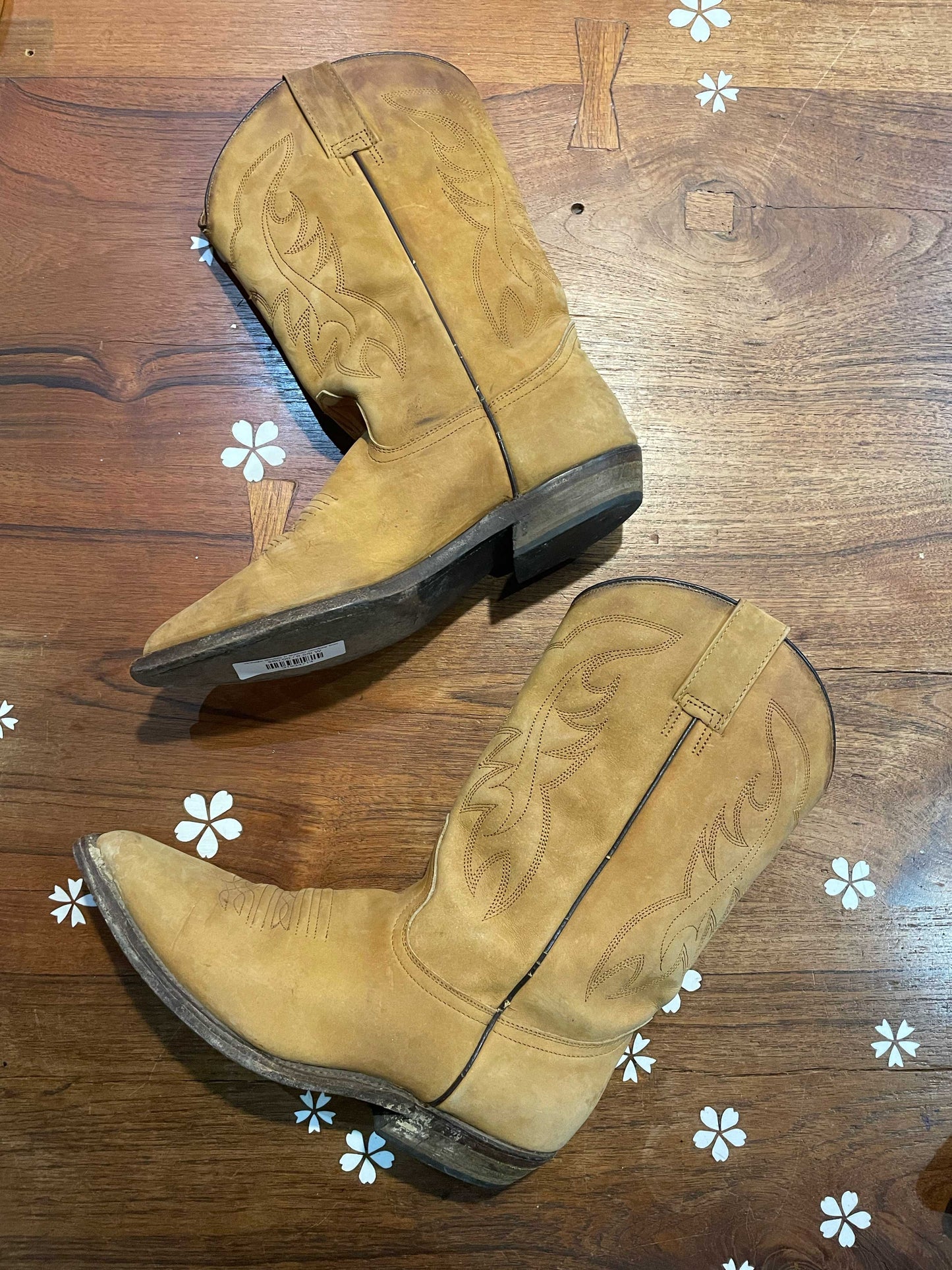 vintage double h leather cowboy boots
