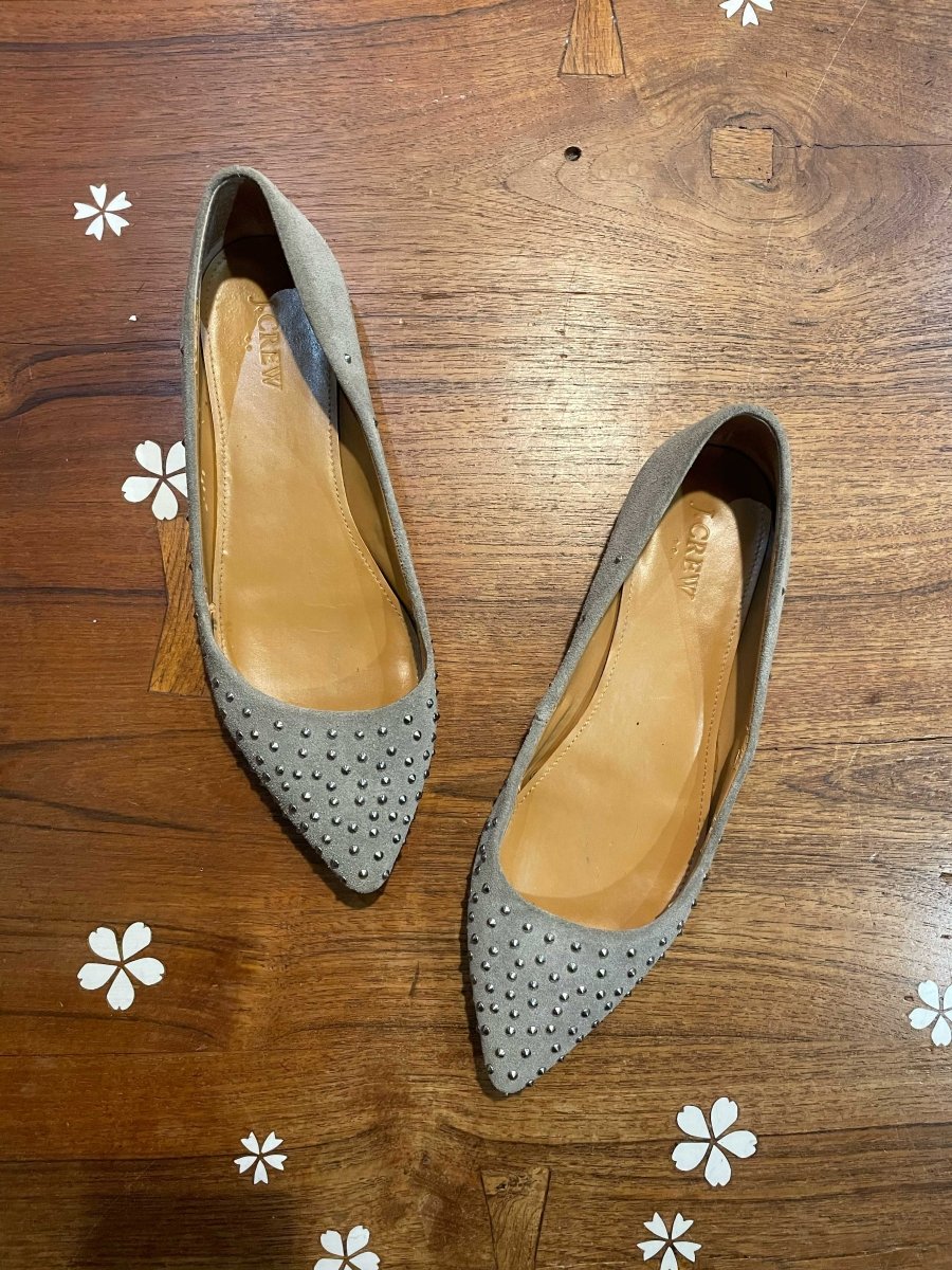 j crew studded suede pointed toe flat - good market thrift store