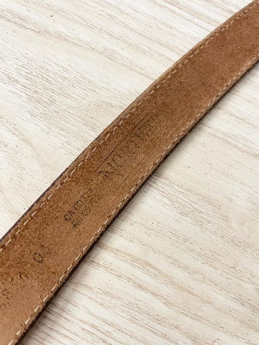 vintage 00s northern reflections leaf buckle leather belt - good market thrift store