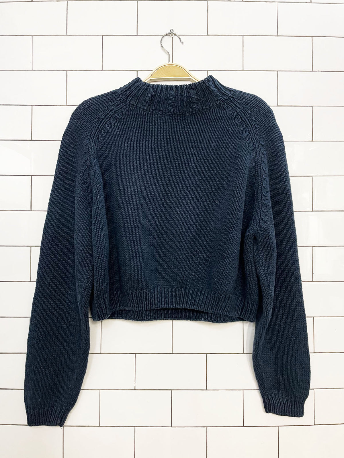 vintage amancia ramie-blend argyle crop knit sweater