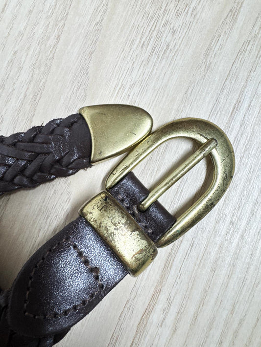 vintage braided leather tipped end belt