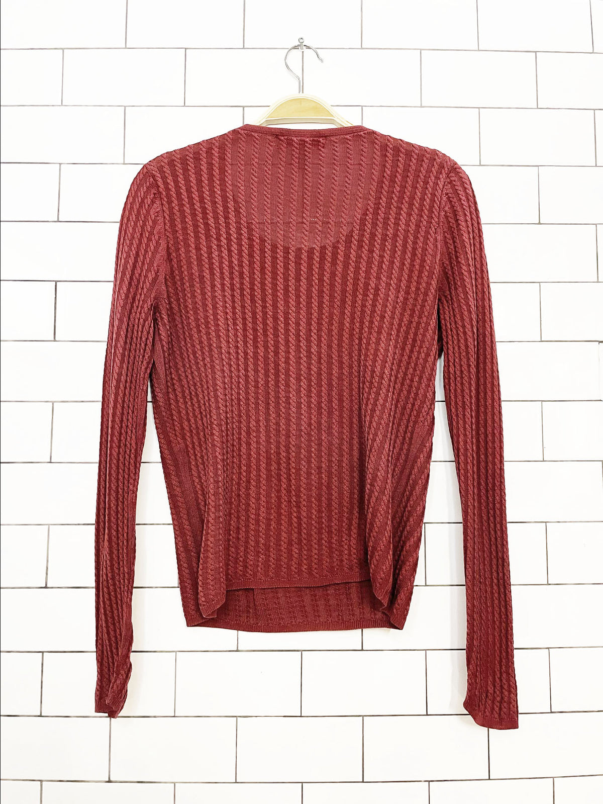 vintage brooks brothers 100% silk cable knit long sleeve top