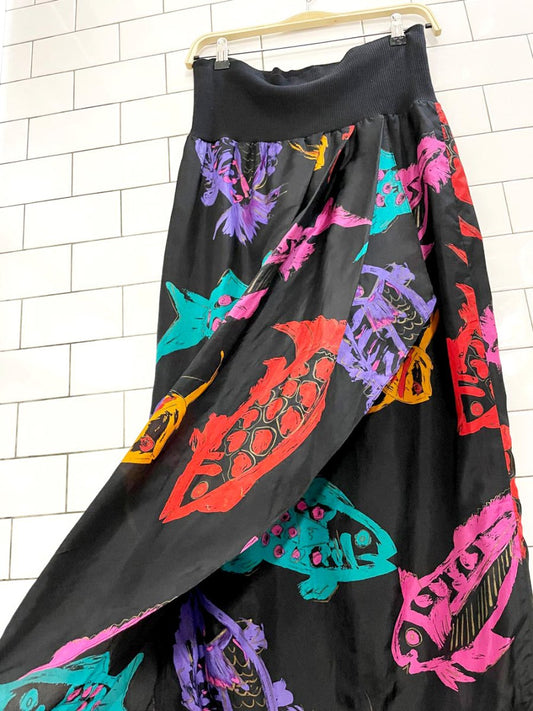 vintage carole little for saint tropez draped silk midi skirt - good market thrift store