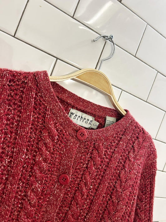 vintage 00s winter edition wool - blend cable knit cardigan - good market thrift store