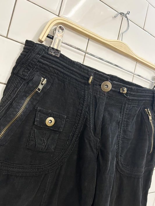 y2k black low rise corduroy cargo parachute pant - good market thrift store
